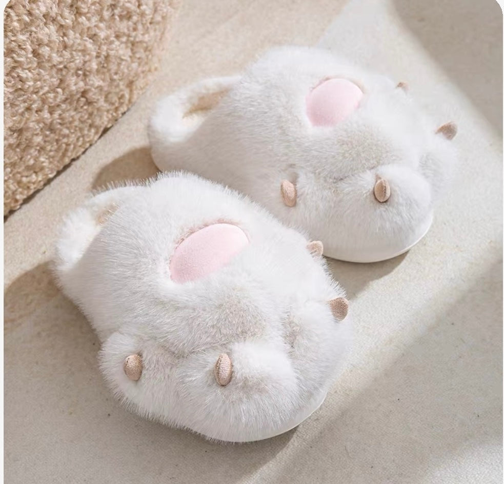 Cat Paw Plush Slippers - Cozy Cute Animal Claw House Shoes