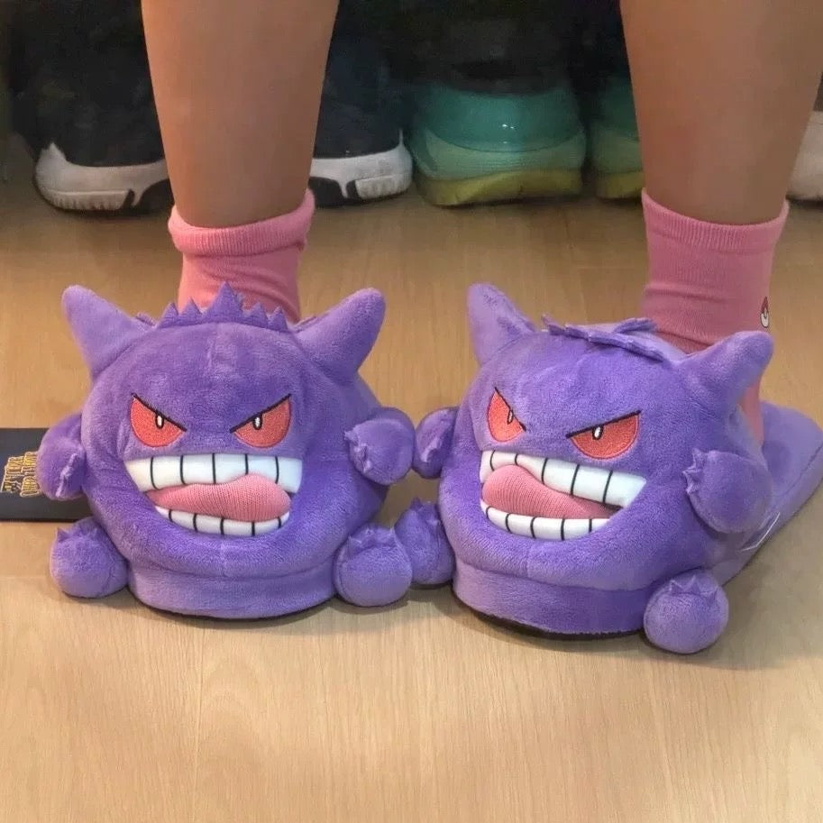 Gengar Plush Slippers - Cozy Pokemon Character House Shoes for Adults
