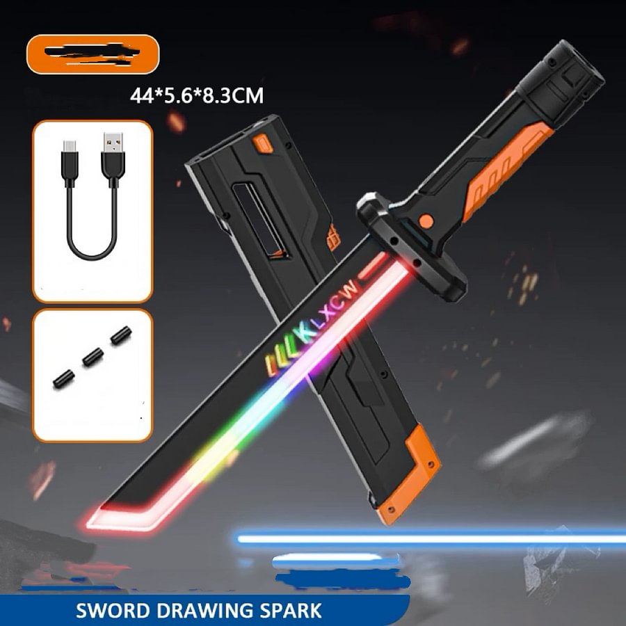 LED Light Sword - Colorful Streaming Spark Blade for Kids (Short Samurai Style)