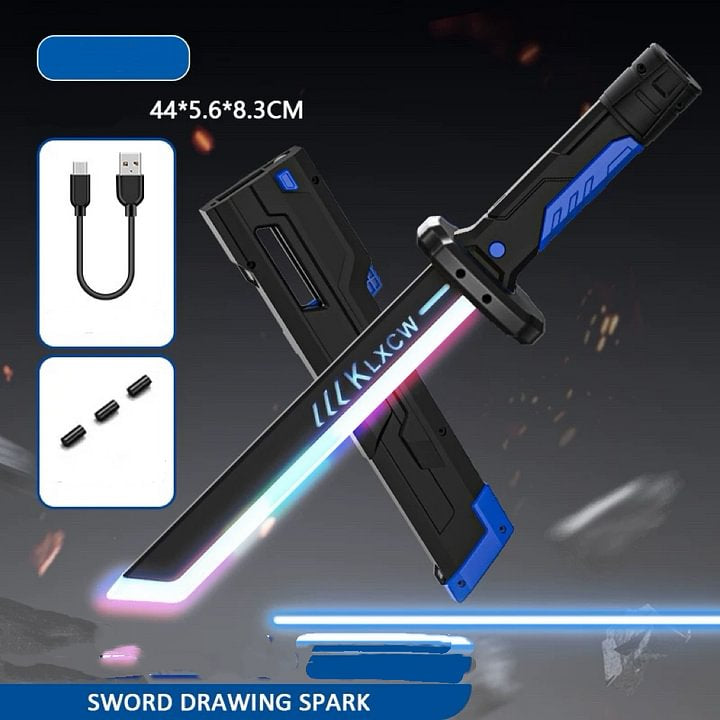 LED Light Sword - Colorful Streaming Spark Blade for Kids (Short Samurai Style)