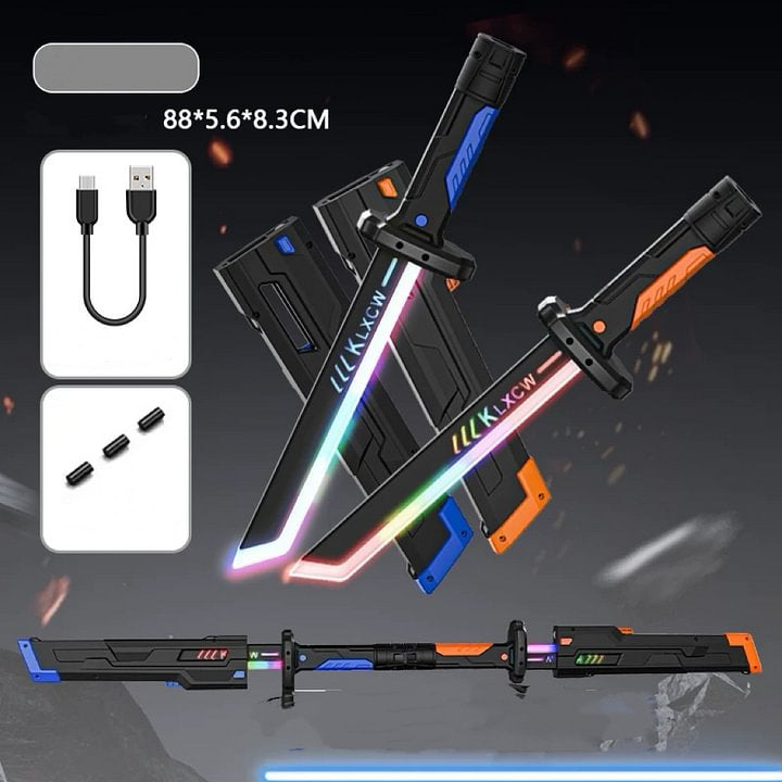 LED Light Sword - Colorful Streaming Spark Blade for Kids (Short Samurai Style)