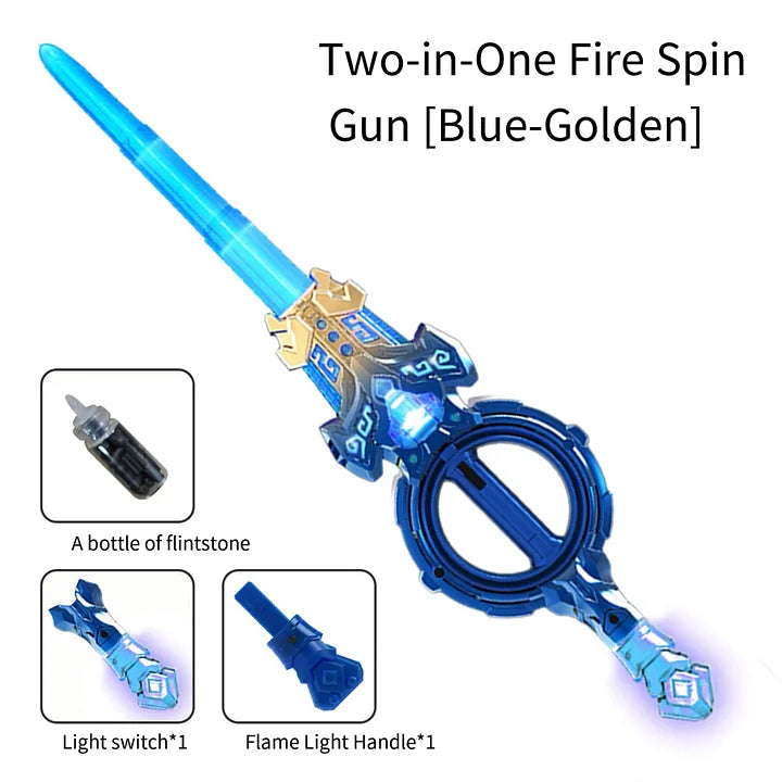 Cyberpunk Dual-Blade LED Sword - Rotating Light Saber with Sound Effects