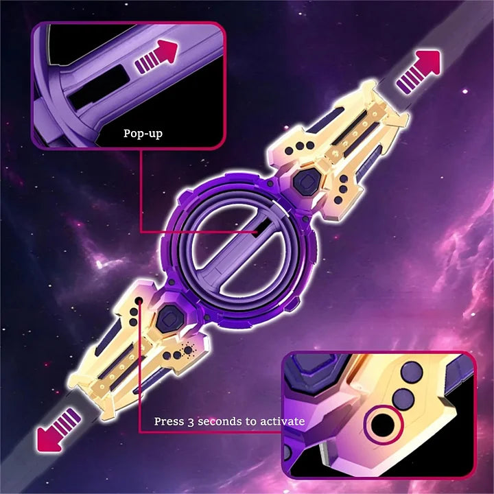 Cyberpunk Dual-Blade LED Sword - Rotating Light Saber with Sound Effects