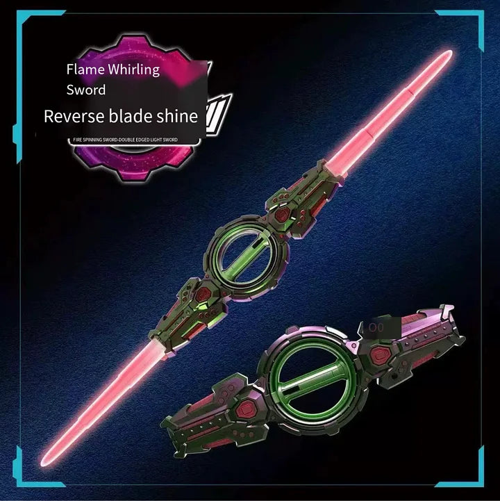Cyberpunk Dual-Blade LED Sword - Rotating Light Saber with Sound Effects