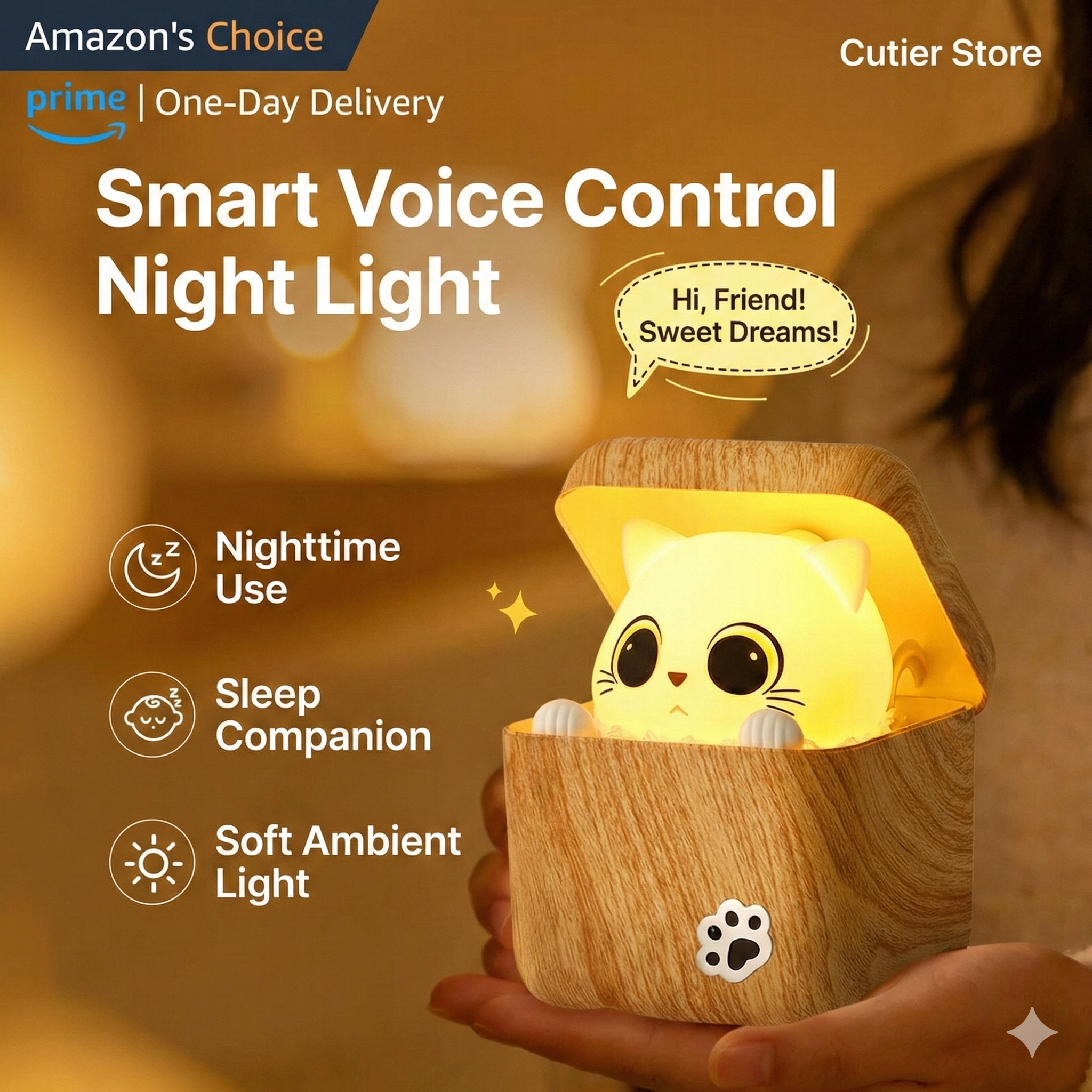 Smart Kitty Voice Control Night Light