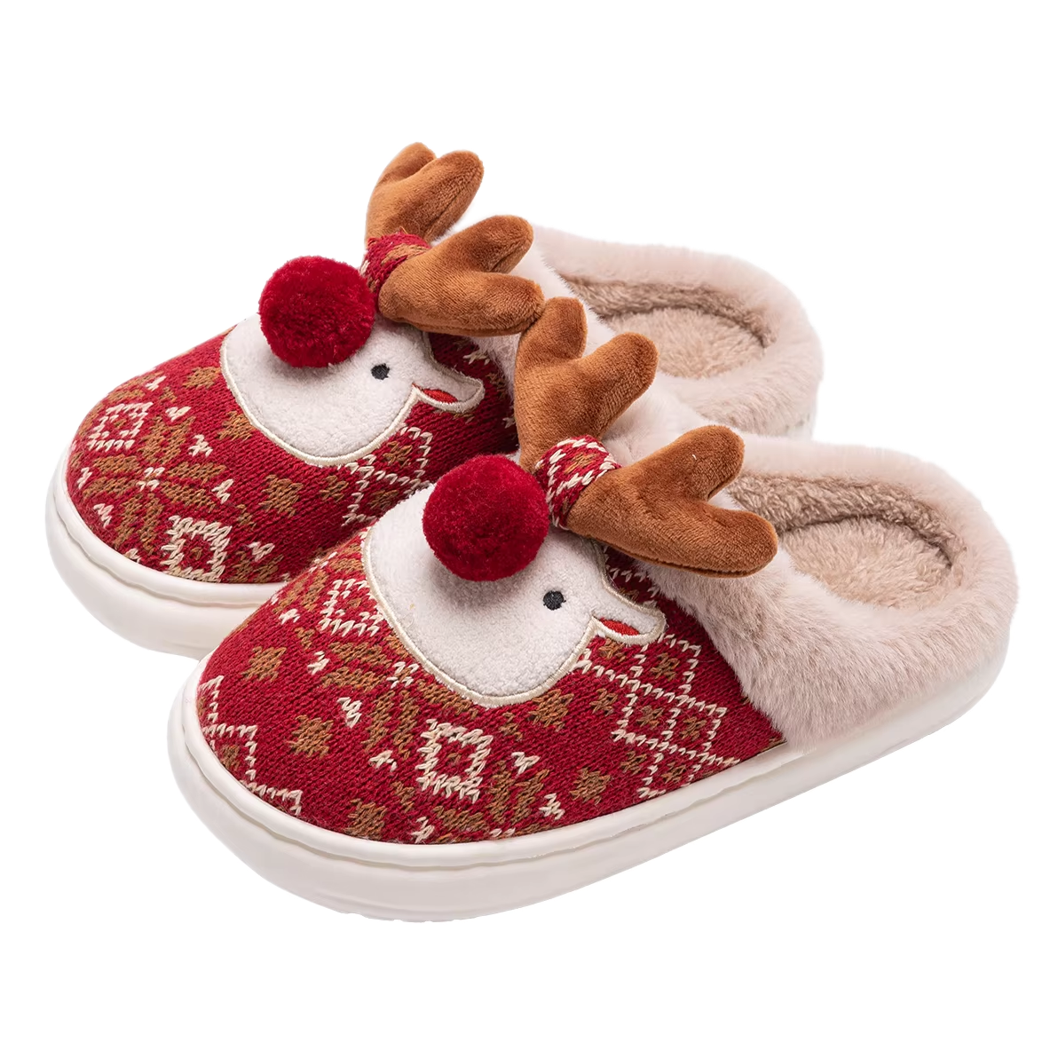 Cute Plush Reindeer Slippers