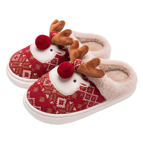 Cute Plush Reindeer Slippers